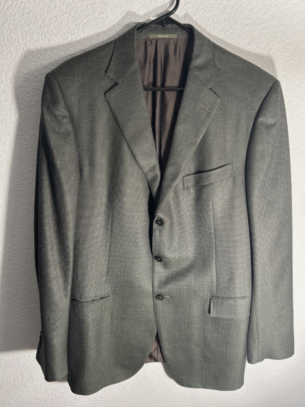 Ermenegildo Zegna Trofeo Silk Wool 54L Green Brown Houndstooth Sport Coat